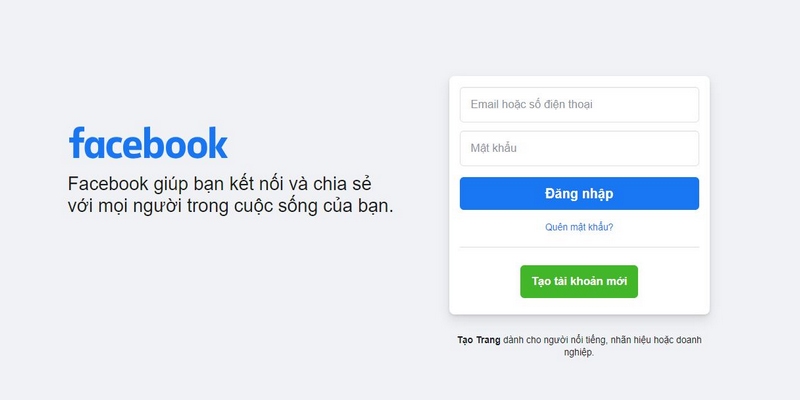 Tạo tài khoản Facebook trên máy tính