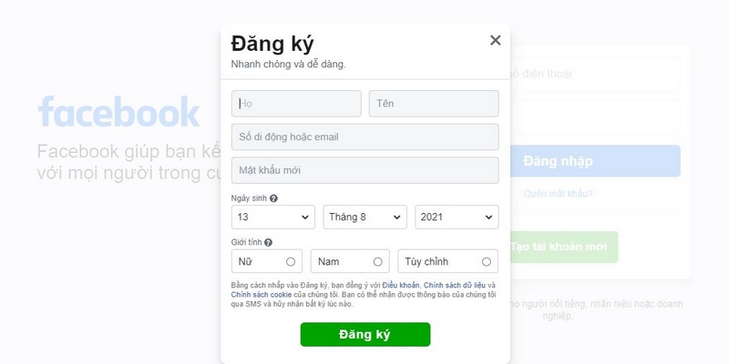 Điền thông tin cá nhân